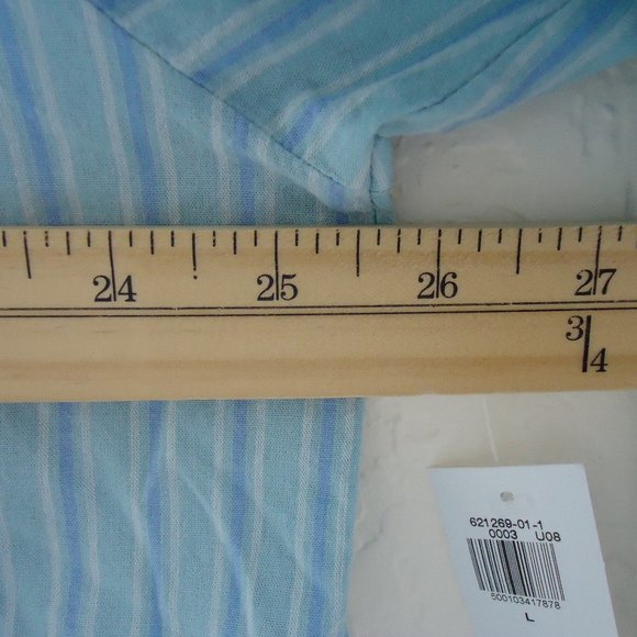 Old Navy* Women's 3/4 Long Sleeve Button Down Curved Hem Striped Blouse~Large - Picture 8 of 11
